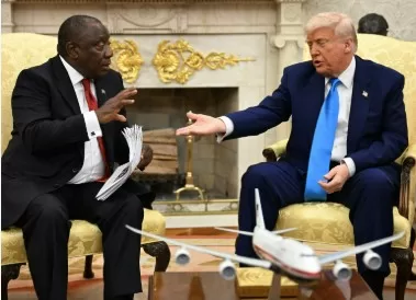 TRUMP CLASHES WITH SOUTH AFRICAN PRESIDENT AT WHITE HOUSE MEETING