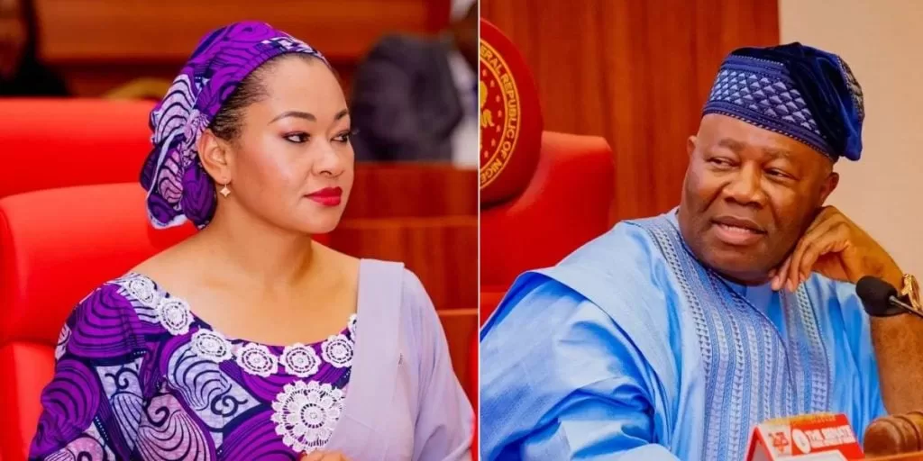 NASS TO NATASHA AKPOTI: YOU CAN’T RESUME NOW 1 Senator Natasha Akpoti Uduaghan and Akpabio 1024x512 2
