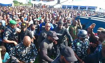 PETER OBI DRAWS MASSIVE CROWD AT THE BURIAL OF BISHOP CHUKWU IN ABAKALIKI