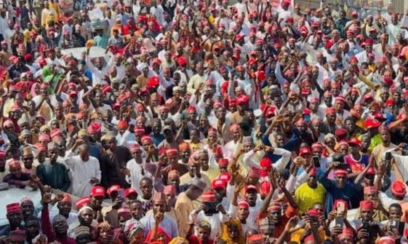 MASSIVE CROWD AS NDC SUPPORTERS STORM KANO IN SOLIDARITY MARCH FOR PETER OBI/KWANKWASO TICKET